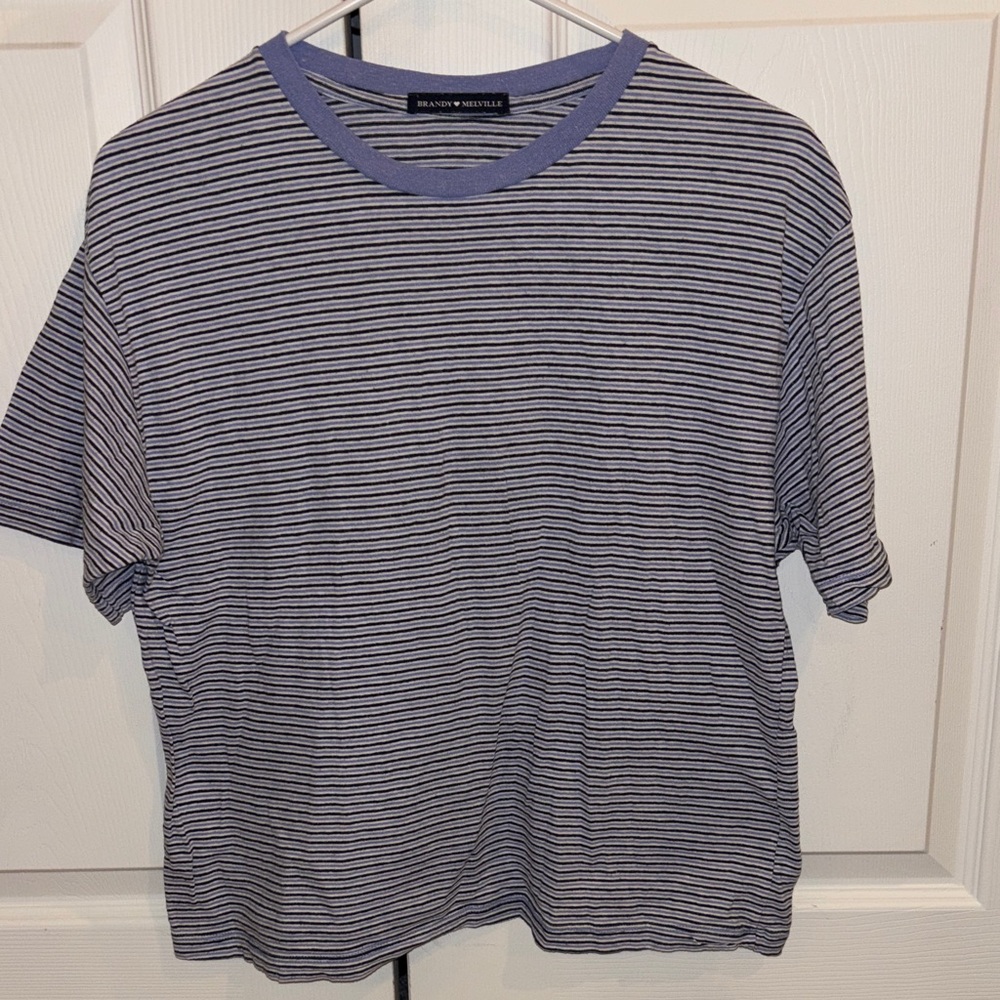 Black/purple/White Striped T-Shirt